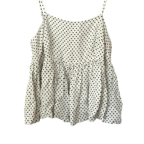 Kate Spade New York X Target Cream Black Mini Polka Dot Linen Baby Doll Tank Top - Picture 10 of 12